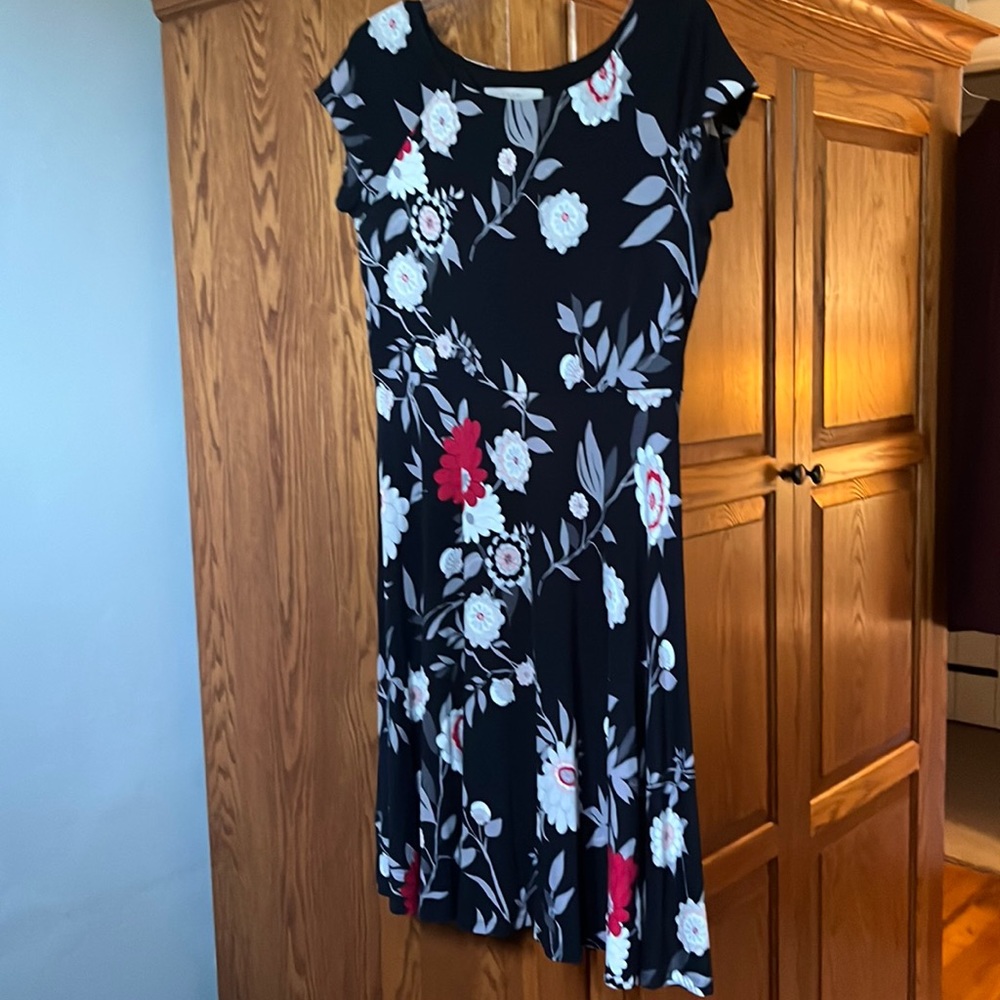 Loft super soft black print dress.